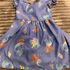Mermaid Print Blue Kids Dress